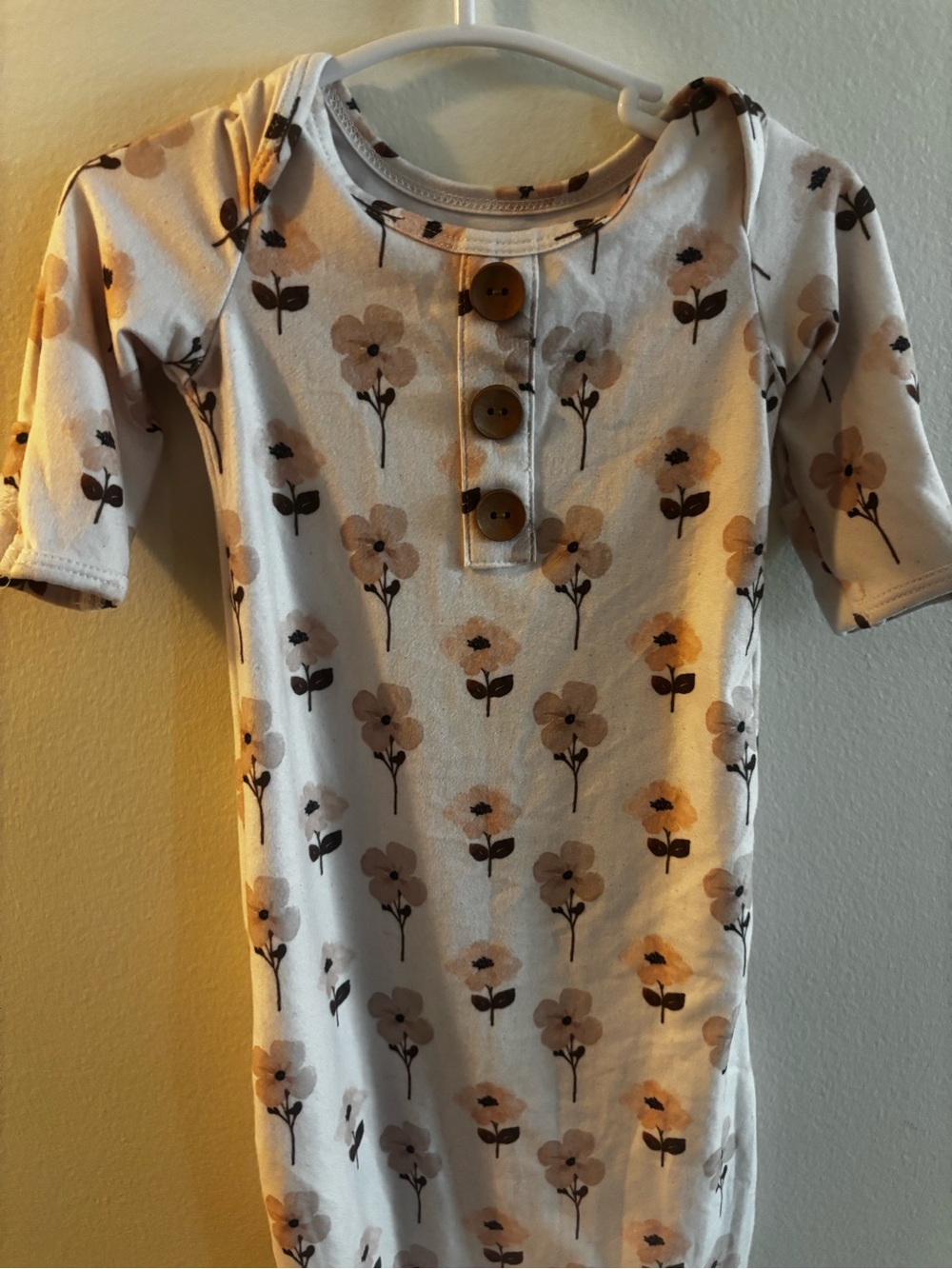 Caden Lane Cream and Brown Floral Baby One-Piece Bodysuit